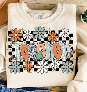 Retro Teacher Shirt Groovy Floral Teacher Shirt Preppy Teacher Life T Shirt Teacher Appreciation Sweatshirt Teacher Wildflowers 1751511346724.jpg