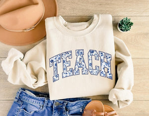 Floral Teach Sweatshirt Cute Teacher Sweatshirt Teacher Appreciation Gift Back To School Teacher Hoodie School Shirtteacher Sweatshirt 1751527910771.jpg