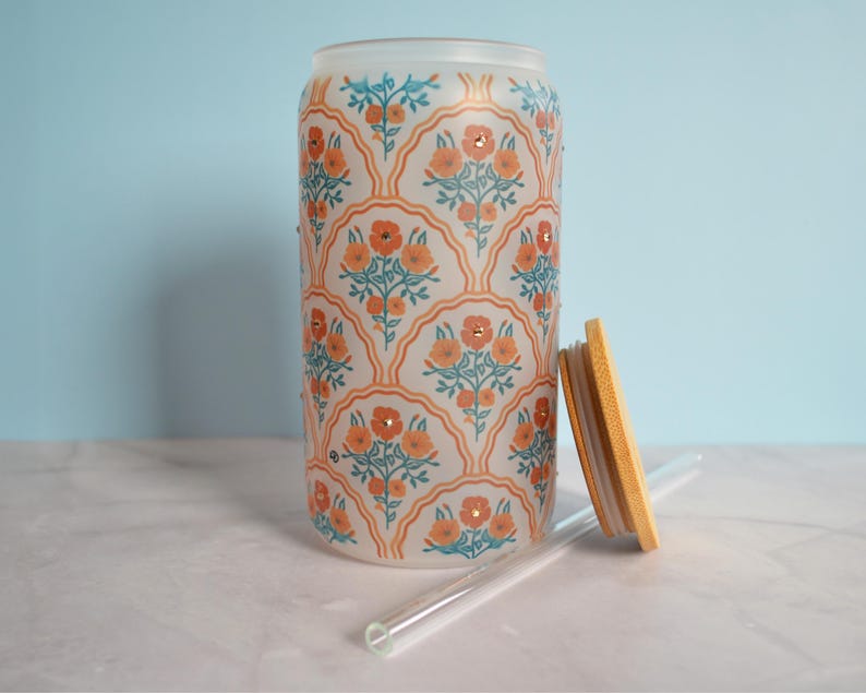 Crystal Embellished Iced Coffee Glass Personalized Glass Tumbler Floral Aesthetic Cup With Lid  Straw Custom Gift For Wedding Party Favors 1752133525437.jpg