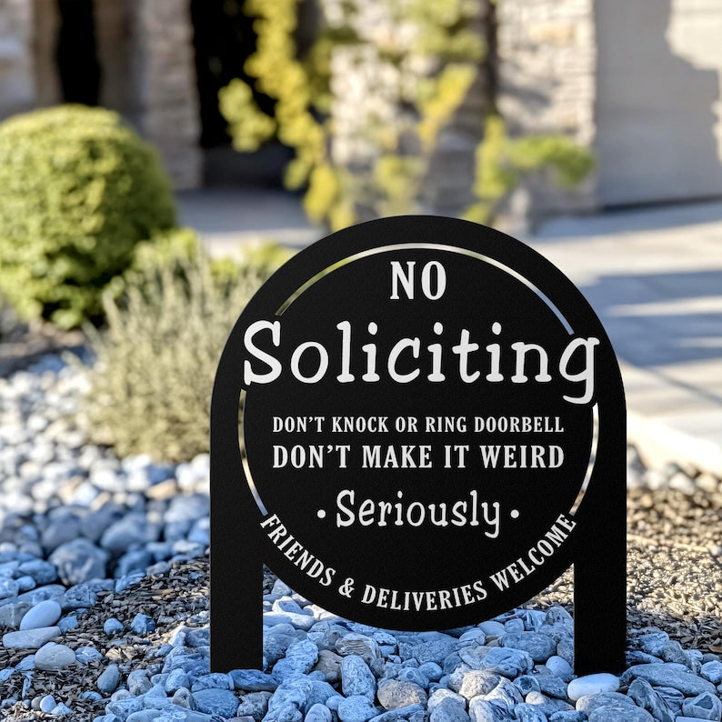 No Soliciting Yard Sign Metal House Sign No Soliciting Sign For Home Decor Funny Metal Yard Stake Outdoor Decoration Housewarming Gifts 1752290874614.jpg