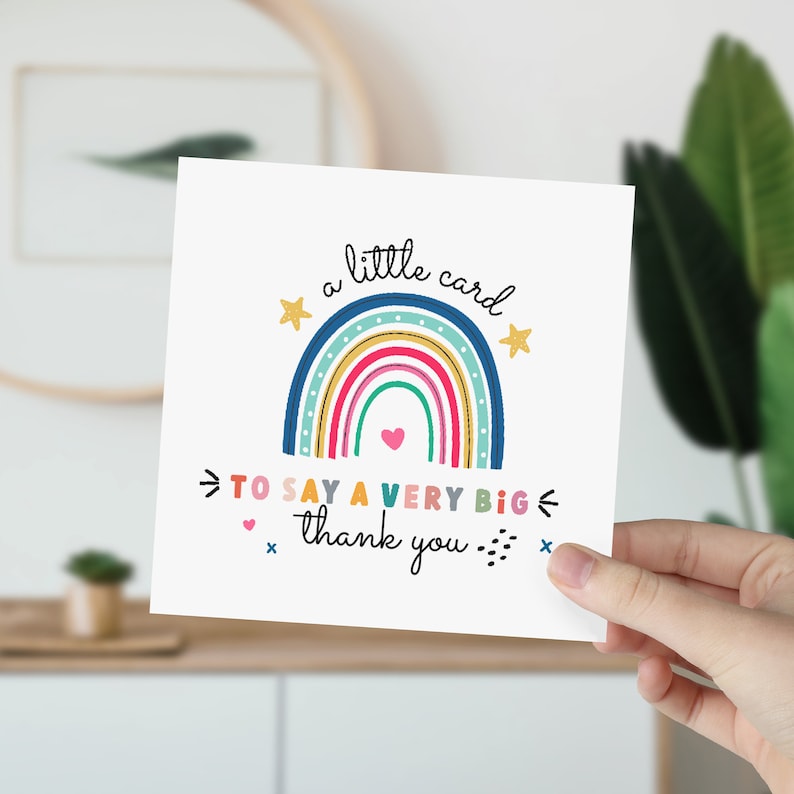 A Little Card To Say A Very Big Thank You Card Gift Card For Teacher Friend Her Him Appreciation Card Cute Thank You Gift Rainbow Design 1752464205651.jpg