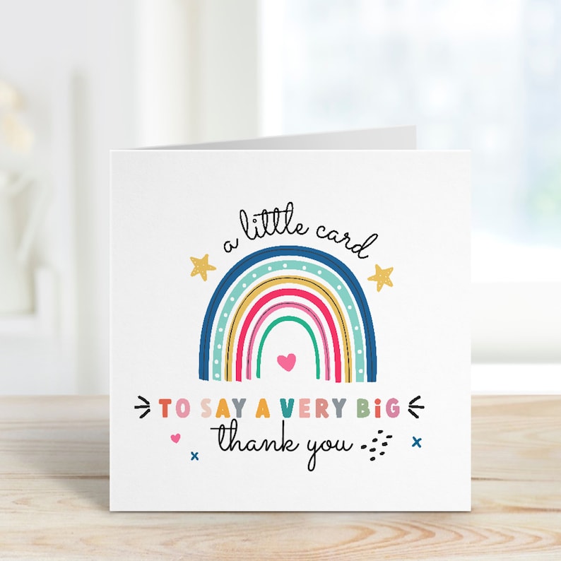A Little Card To Say A Very Big Thank You Card Gift Card For Teacher Friend Her Him Appreciation Card Cute Thank You Gift Rainbow Design 1752464205691.jpg