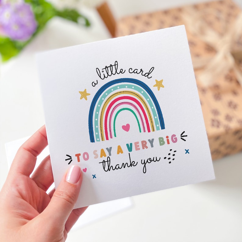 A Little Card To Say A Very Big Thank You Card Gift Card For Teacher Friend Her Him Appreciation Card Cute Thank You Gift Rainbow Design 1752464205697.jpg