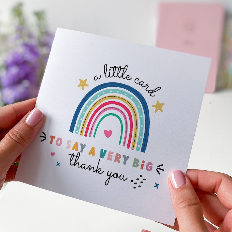 A Little Card To Say A Very Big Thank You Card Gift Card For Teacher Friend Her Him Appreciation Card Cute Thank You Gift Rainbow Design 1752464205726.jpg