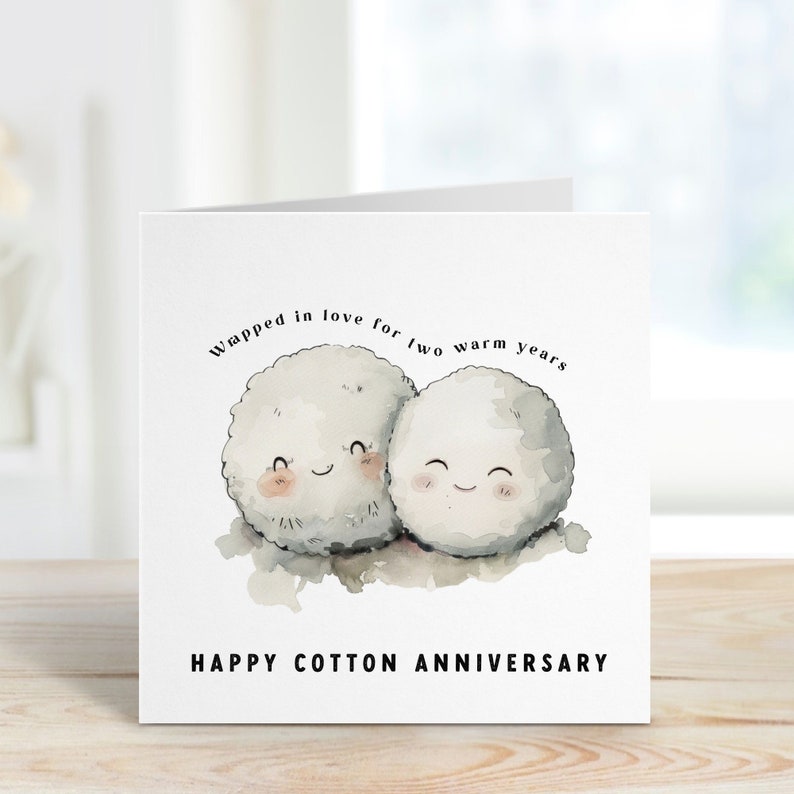Second Wedding Anniversary Card With Cute Cotton Balls 2nd Anniversary Card Happy Cotton Anniversary For Wife Husband Girlfriend Boyfriend 1752464704380.jpg