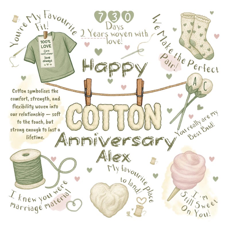 Cotton 2nd Anniversary Card Personalised Funny Wedding Card For Husband Or Wife  2 Years Married Gift  Cute Couple Design 1752655964682.jpg