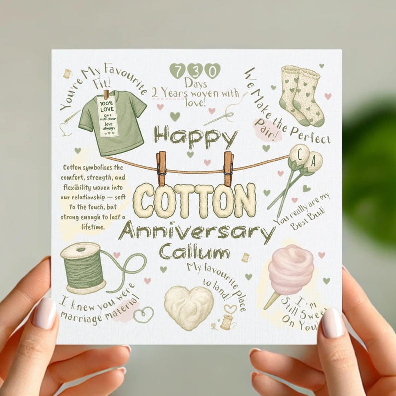 Cotton 2nd Anniversary Card Personalised Funny Wedding Card For Husband Or Wife  2 Years Married Gift  Cute Couple Design 1752655964695.jpg