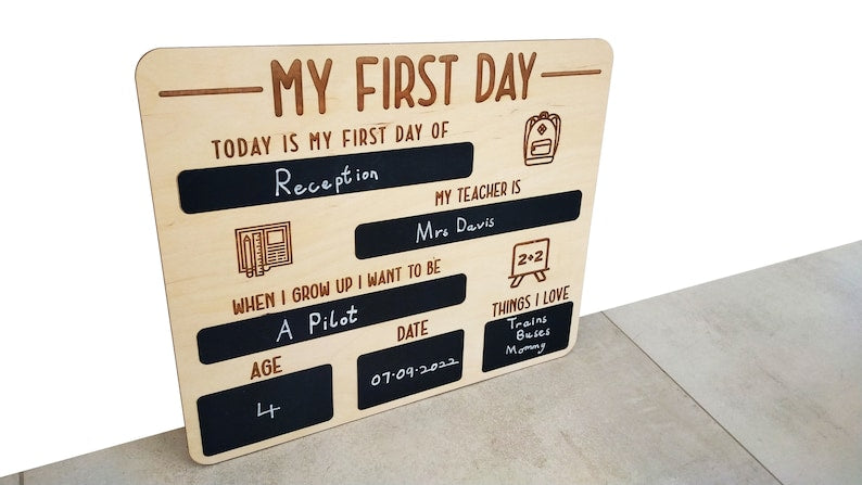 First Day Of School Photo Prop Board Personalised Starting School Sign Back To School Sign Chalkboard Nursery Preschool Keepsake 1753082909233.jpg