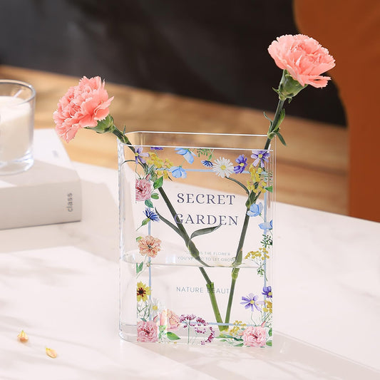 Book Vase Acrylic Book Vase For Flowers Book Flower Vase Clear Book Shaped Vase A Book About Flowers Vase Modern Decorative Vase For Home Office Bedroom Living Room Dining Table 1754534403567.jpg