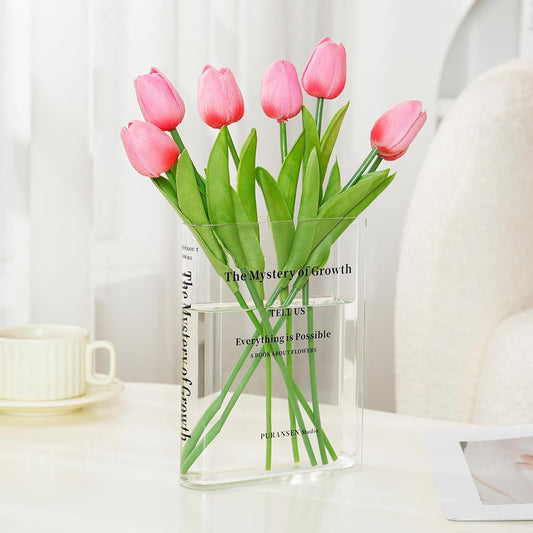 Puransen Clear Bookend Vase For Flowers   Aesthetic Room Decor For Modern Homeoffice Minimalist Shelf Organizer With Floral Display For Book Lovers  Interior Design Enthusiasts 1754534592311.jpg