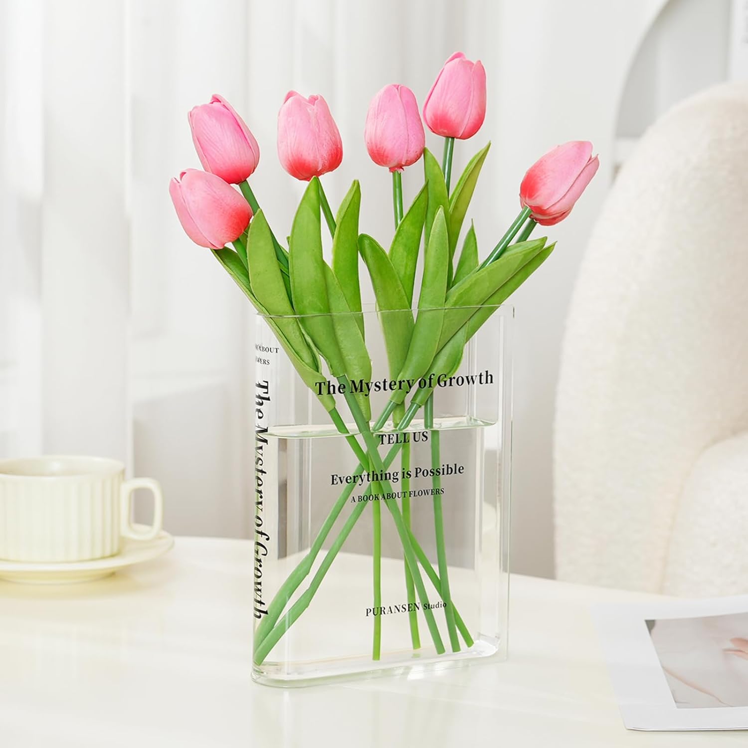 Puransen Clear Bookend Vase For Flowers   Aesthetic Room Decor For Modern Homeoffice Minimalist Shelf Organizer With Floral Display For Book Lovers  Interior Design Enthusiasts 1754534592311.jpg