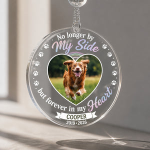 Pet Memorial Suncatcher — No Longer By My Side — Photo, Name & Years - Personalized Suncatcher Ornament 1754602c-7cf3-4f74-8d05-234ff202e6d5.jpg
