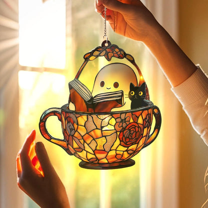 Cute Ghost Reading Book Suncatcher Ghost And Black Cat In Teacup Acrylic Window Hanging Book Lover Gift Ghost Ornament Ghost In Teacup 1755073174426.jpg
