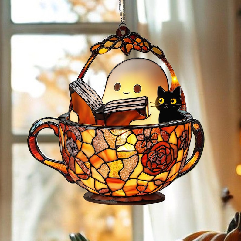 Cute Ghost Reading Book Suncatcher Ghost And Black Cat In Teacup Acrylic Window Hanging Book Lover Gift Ghost Ornament Ghost In Teacup 1755073174432.jpg