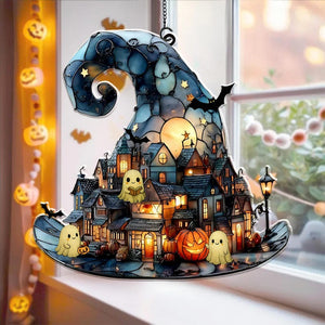 Witch Hat Village Acrylic Suncatcher Halloween Town Faux Stained Glass Window Hangingspooky Home Decor For Halloweencute Ghost Suncatcher 1755074008534.jpg