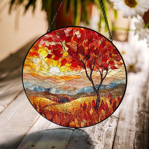Sunset Fall Leaves Window Stained Glass Suncatcher Window Hanger Housewarming Gift Indoor Decor Rustic Home Decor Autumn Gift 1755489491881.jpg