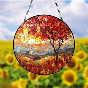 Sunset Fall Leaves Window Stained Glass Suncatcher Window Hanger Housewarming Gift Indoor Decor Rustic Home Decor Autumn Gift 1755489491980.jpg