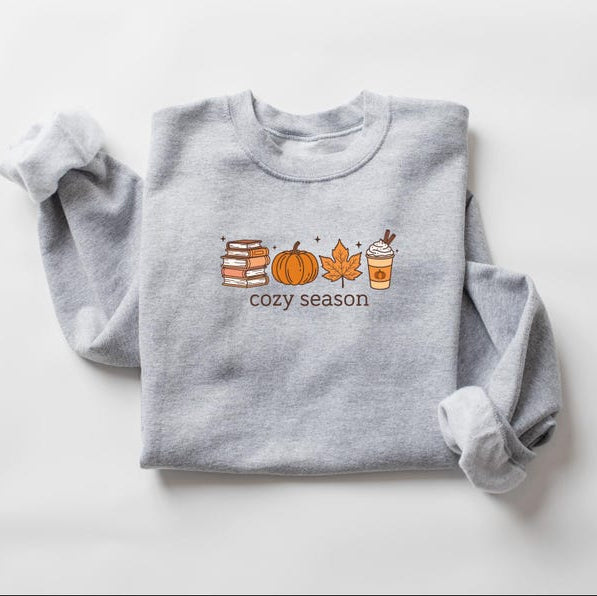 Cozy Season Sweatshirt Books Lover Fall Gift Womens Pumpkin Season Shirt Cute Pumpkin Shirt Autumn Leaf Shirt Fall Coffee Latte Shirt 1755490458646.jpg