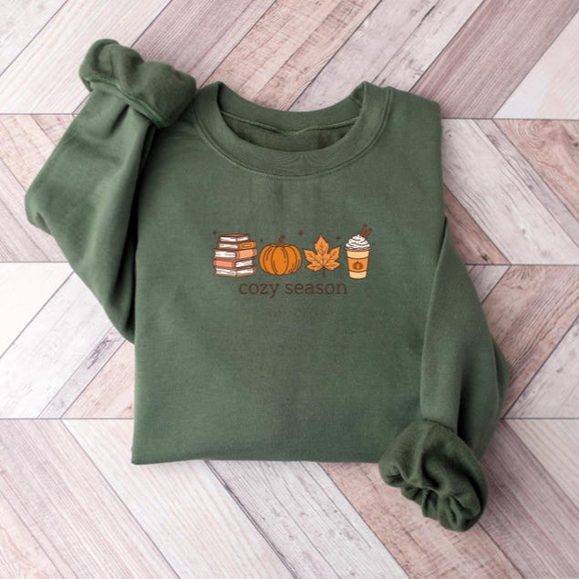 Cozy Season Sweatshirt Books Lover Fall Gift Womens Pumpkin Season Shirt Cute Pumpkin Shirt Autumn Leaf Shirt Fall Coffee Latte Shirt 1755490458658.jpg