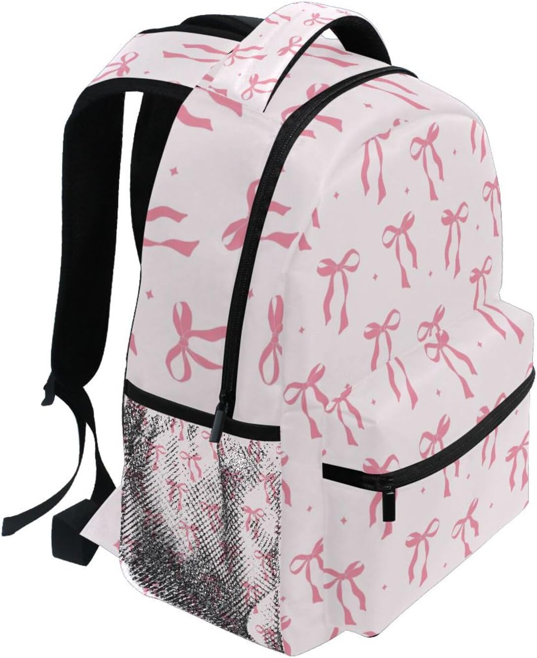 Cute Pink Ribbon Bow Boys Girls Kids School Backpacks Bookbag Elementa