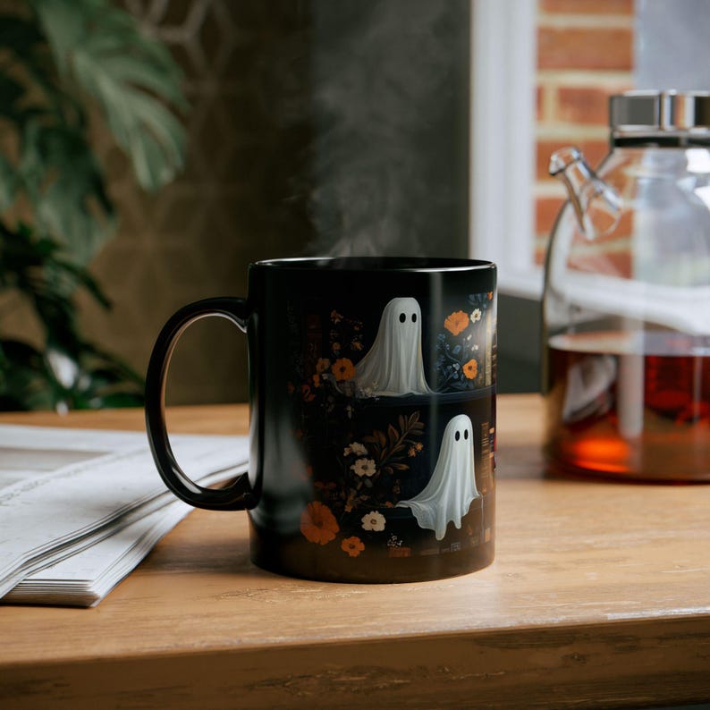 Spooky Ghost Bookshelf Mug Halloween Coffee Cup For Book Lovers 11oz  15oz Gothic Floral Design Ideal Book Club Gift 1755830251403.jpg