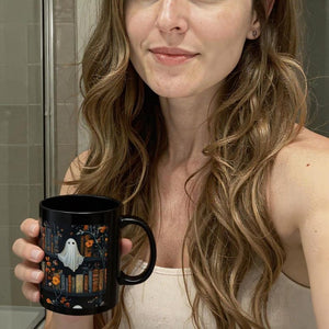 Spooky Ghost Bookshelf Mug Halloween Coffee Cup For Book Lovers 11oz  15oz Gothic Floral Design Ideal Book Club Gift 1755830251446.jpg