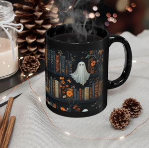 Spooky Ghost Bookshelf Mug Halloween Coffee Cup For Book Lovers 11oz  15oz Gothic Floral Design Ideal Book Club Gift 1755830251525.jpg