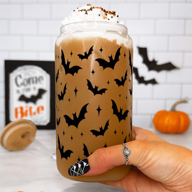 Bat Halloween Glass Cups With Lid And Straw Halloween Cups Fall Glass Cups Halloween 2025 Halloween Bats Spooky Season Cute Halloween 1755831635359.jpg