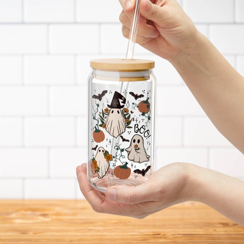 Halloween Coffee Glass Fall Coffee Glass Autumn Glass Cup Spooky Iced Coffee Glass Fall Cup Ghost Glass Cup 1755832075910.jpg