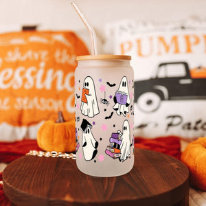 Ghost Reading Halloween Sipper Cup Fall Iced Coffee Spooky Season Gift Halloween Themed Tumbler Mug 1755832562212.jpg