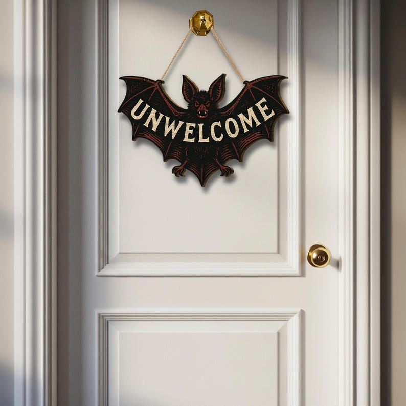 Unwelcome Bat Door Sign Funny Gothic Wooden Halloween Wall Decor Spooky Bat Plaque For Front Door Or Room 1755851594989.jpg