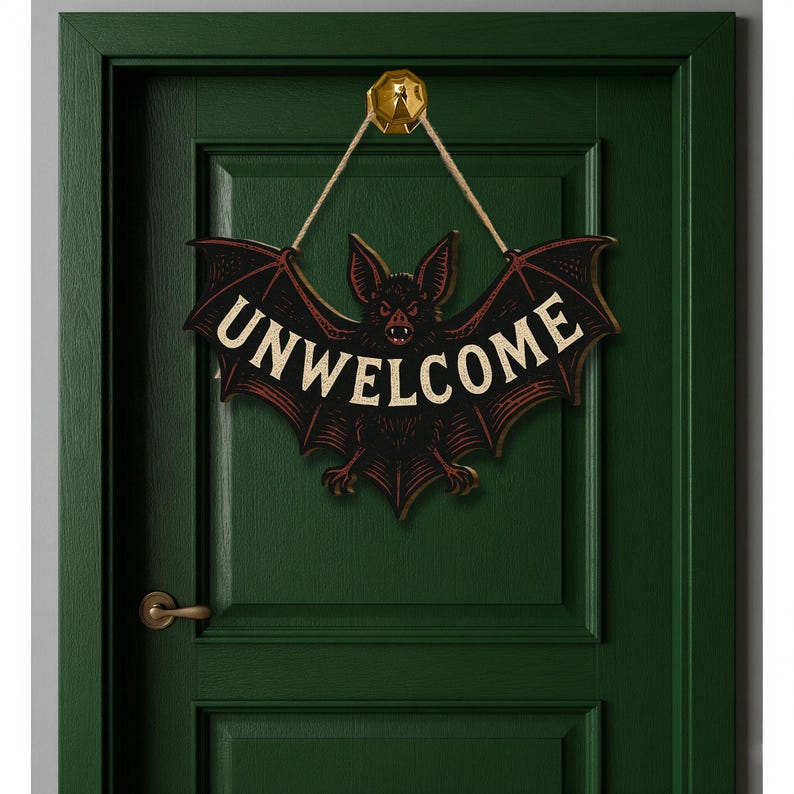 Unwelcome Bat Door Sign Funny Gothic Wooden Halloween Wall Decor Spooky Bat Plaque For Front Door Or Room 1755851595438.jpg