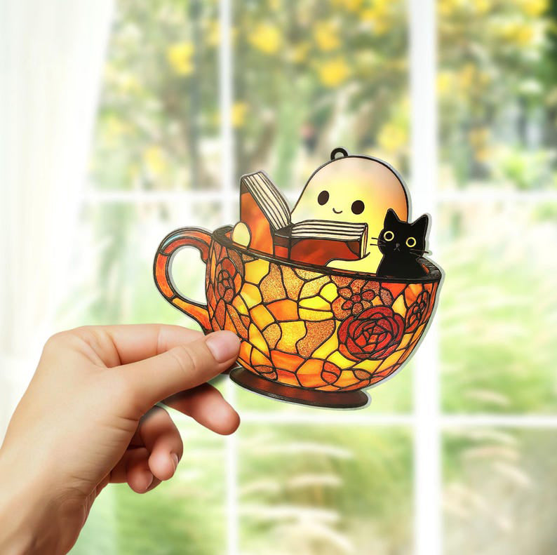 Cute Ghost Reading Book Suncatcher Ghost And Black Cat In Teacup Acrylic Window Hangingbook Lover Giftspooky Bookish Halloween Room Decor 1755917493284.jpg