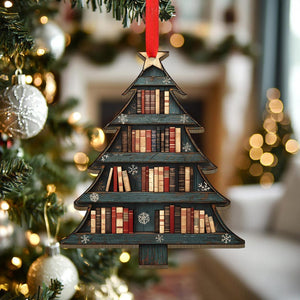Christmas Book Tree Wood Ornament Christmas Tree Book Gift Book Lover Gift Book Club Ornament Bookish Ornament Book Exchange Gift 1756183060509.jpg