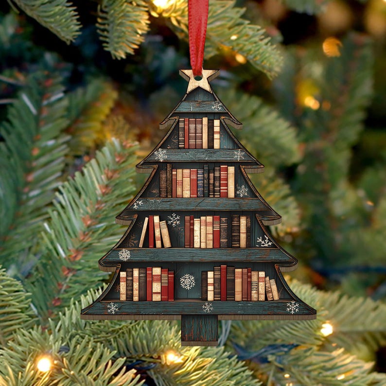 Christmas Book Tree Wood Ornament Christmas Tree Book Gift Book Lover Gift Book Club Ornament Bookish Ornament Book Exchange Gift 1756183061060.jpg