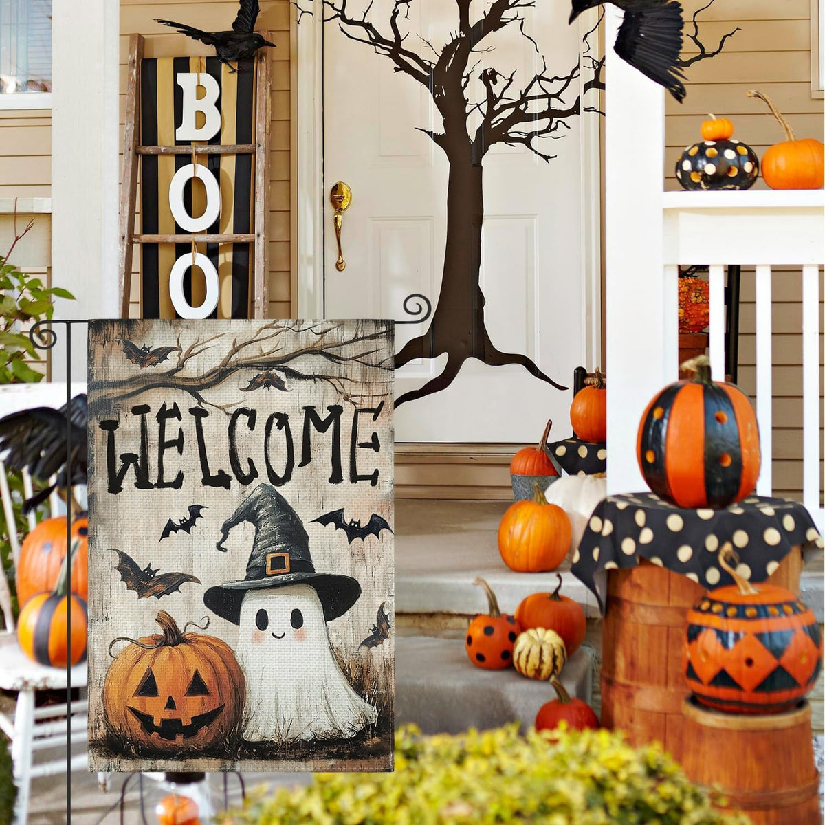 Halloween Garden Flag 12x18 Inch Double Sided Outside Jack O Lantern Ghost Welcome Yard Outdoor Flag 1756284710842.jpg