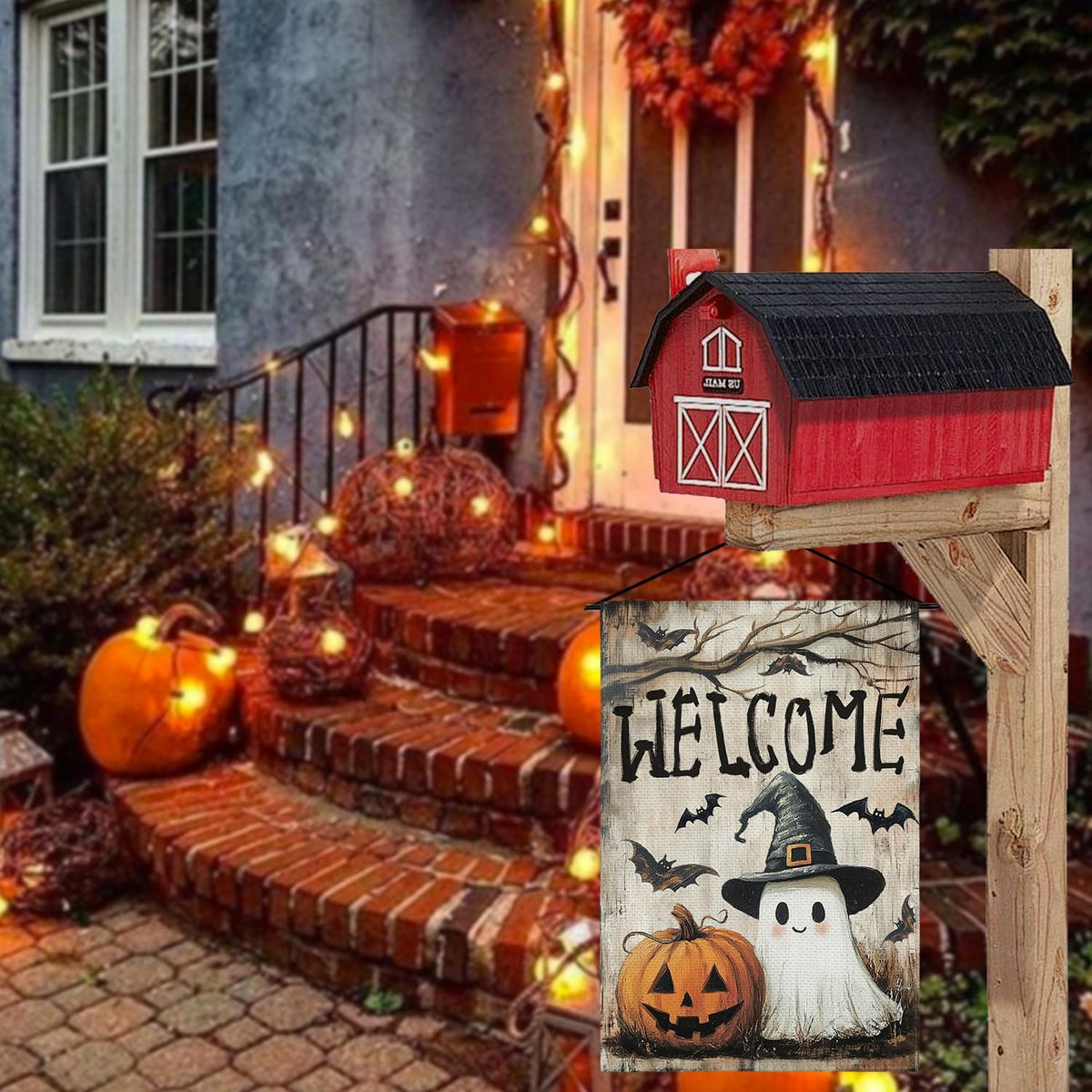 Halloween Garden Flag 12x18 Inch Double Sided Outside Jack O Lantern Ghost Welcome Yard Outdoor Flag 1756284711204.jpg