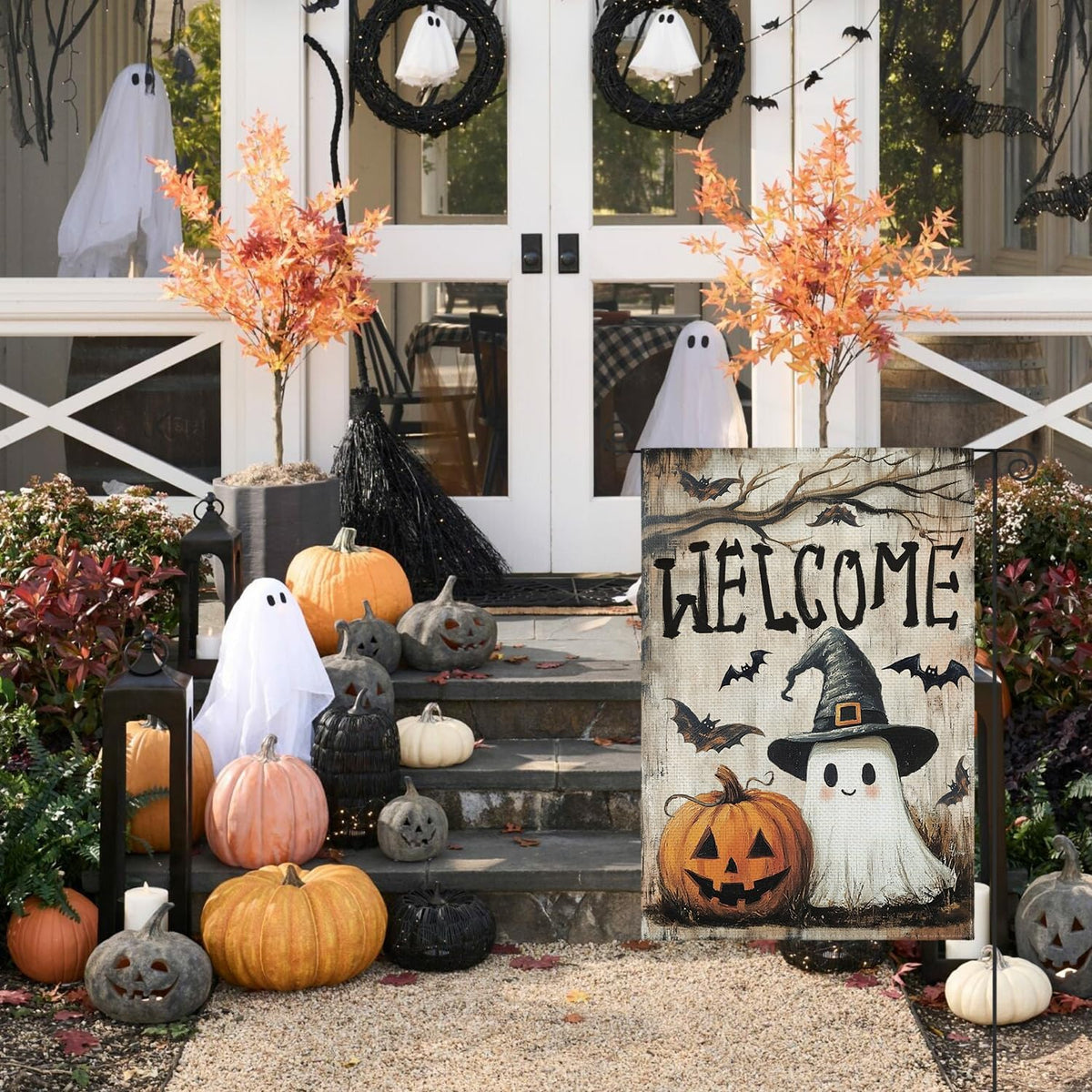 Halloween Garden Flag 12x18 Inch Double Sided Outside Jack O Lantern Ghost Welcome Yard Outdoor Flag 1756284711222.jpg