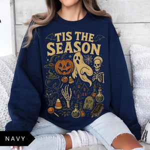 Retro Halloween Sweatshirt Tis The Season Vintage Halloween Aesthetic Womens Halloween Shirt Pumpkin Ghost Oversized Sweatshirt 1756442016018.jpg