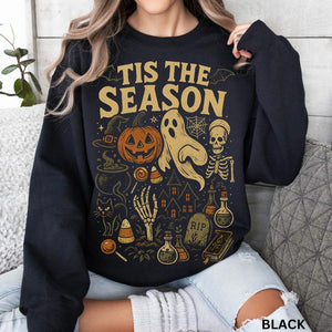 Retro Halloween Sweatshirt Tis The Season Vintage Halloween Aesthetic Womens Halloween Shirt Pumpkin Ghost Oversized Sweatshirt 1756442016057.jpg