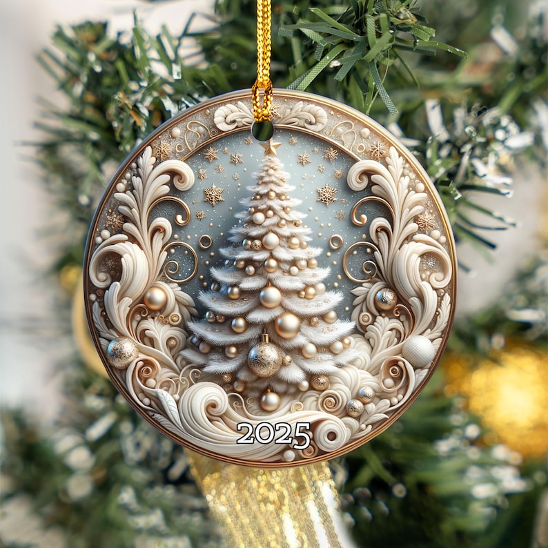 Christmas Tree Ornament 2025 Elegant Holiday Keepsake Xmas Tree Decoration Gold White Ornament Christmas Gift Idea Tree Hanging Decor 1757056500694.jpg