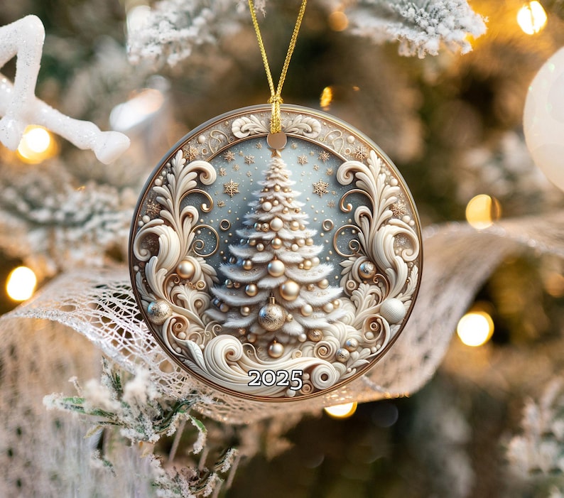 Christmas Tree Ornament 2025 Elegant Holiday Keepsake Xmas Tree Decoration Gold White Ornament Christmas Gift Idea Tree Hanging Decor 1757056500710.jpg