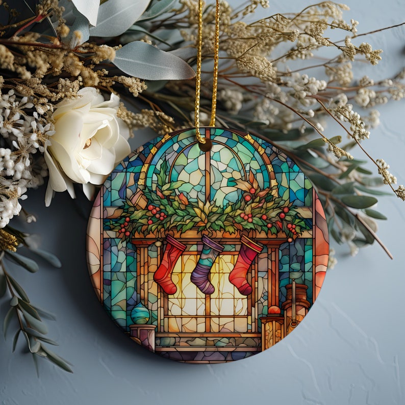 Fireplace Christmas Ornament Stained Glass Tree Decoration Holiday Keepsake Gift 2025 Ornament For Family Or Friends 1757057240587.jpg
