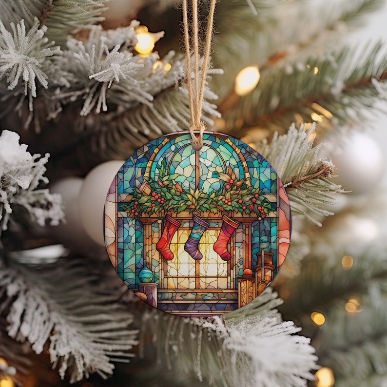 Fireplace Christmas Ornament Stained Glass Tree Decoration Holiday Keepsake Gift 2025 Ornament For Family Or Friends 1757057240607.jpg