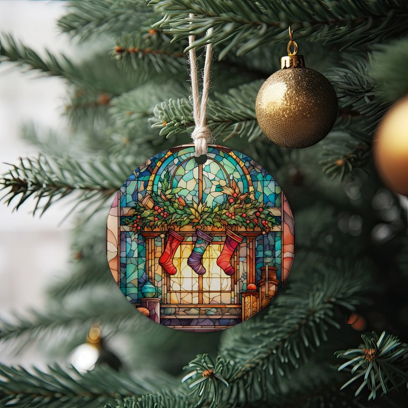 Fireplace Christmas Ornament Stained Glass Tree Decoration Holiday Keepsake Gift 2025 Ornament For Family Or Friends 1757057240636.jpg