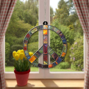 Peace Suncatcher Stained Glass Hanging Sign Peace Sign Christmas Ornament Hippie Car Charm Peace Sign Gift Peace Sign Window Hanging Groovy Gift 1757130095849.jpg