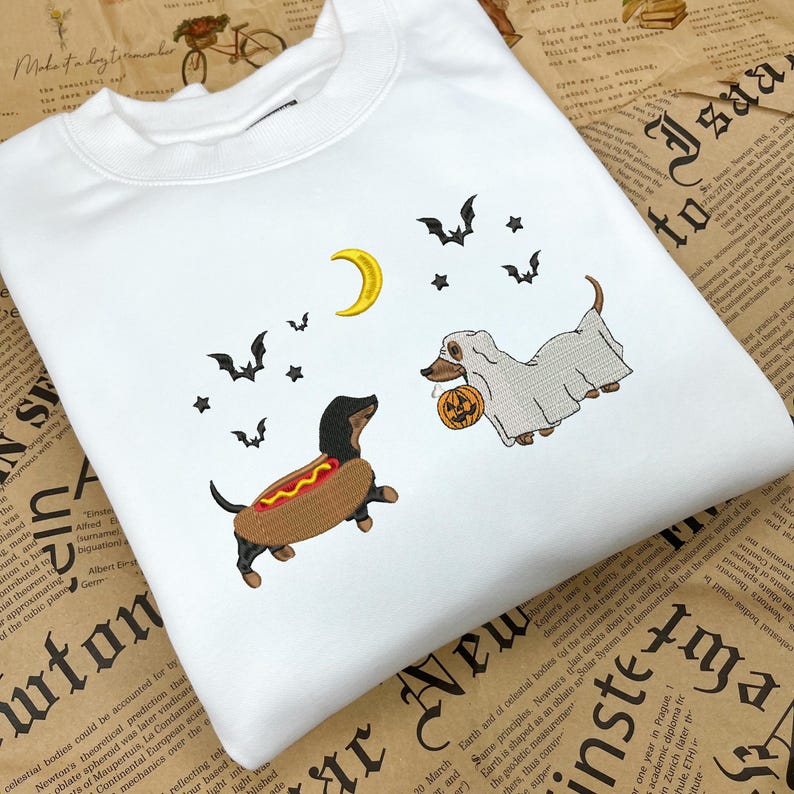 Dachshund Halloween Embroidered Sweatshirt Spooky Season Pup Crewneck Halloween Pet Sweatshirt Halloween Party Cute Shirt For Dog Lovers 1757469955472.jpg