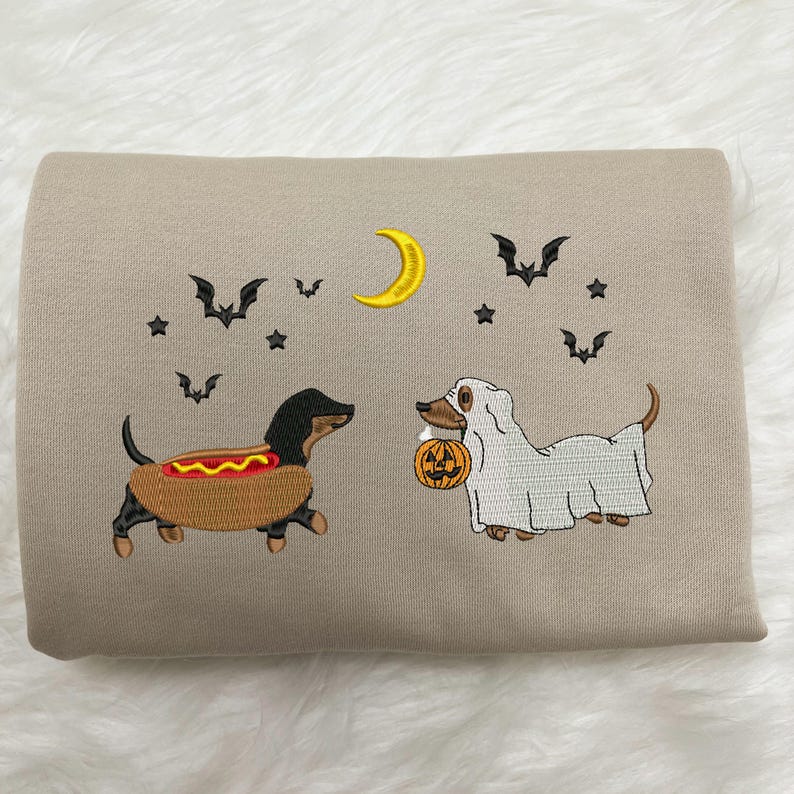 Dachshund Halloween Embroidered Sweatshirt Spooky Season Pup Crewneck Halloween Pet Sweatshirt Halloween Party Cute Shirt For Dog Lovers 1757469955492.jpg