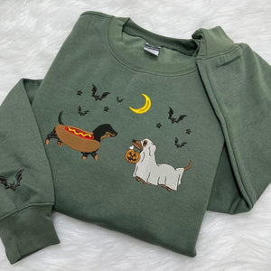 Dachshund Halloween Embroidered Sweatshirt Spooky Season Pup Crewneck Halloween Pet Sweatshirt Halloween Party Cute Shirt For Dog Lovers 1757469955588.jpg