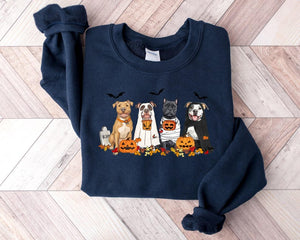 Halloween Dog Sweatshirt Pitbull Ghost Dogs Sweatshirt Halloween Sweatshirt Halloween Sweater Ghost Dog Shirt Pitbull Halloween Shirt 1757470562090.jpg